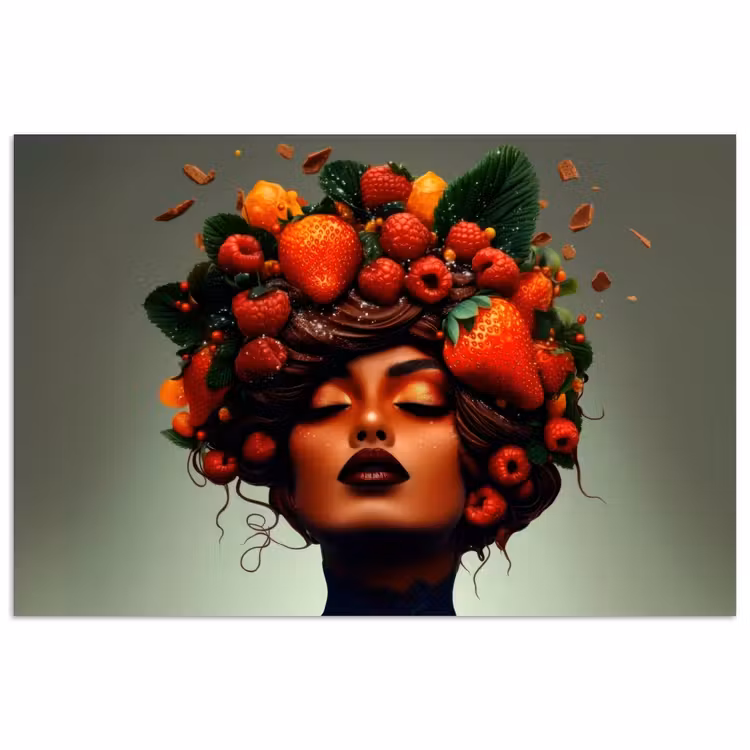 Poster - Vrouw - Chocolade - Frambozen - Aardbeien - Koekjes — 1