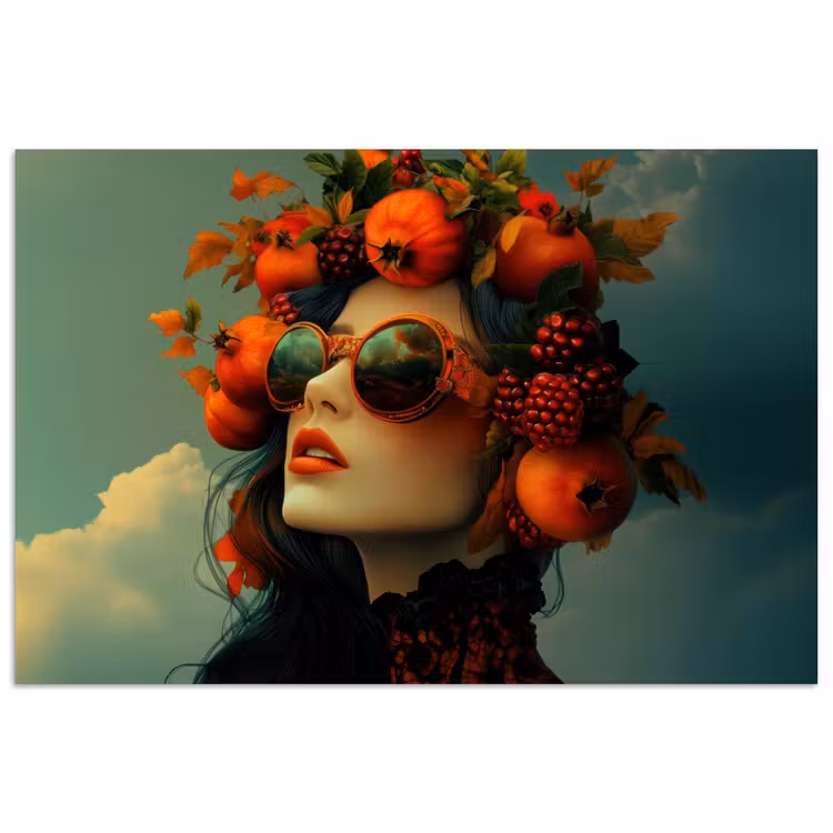 Poster - Vrouw - Granaatappel - Herfst - Zonnebril — 1