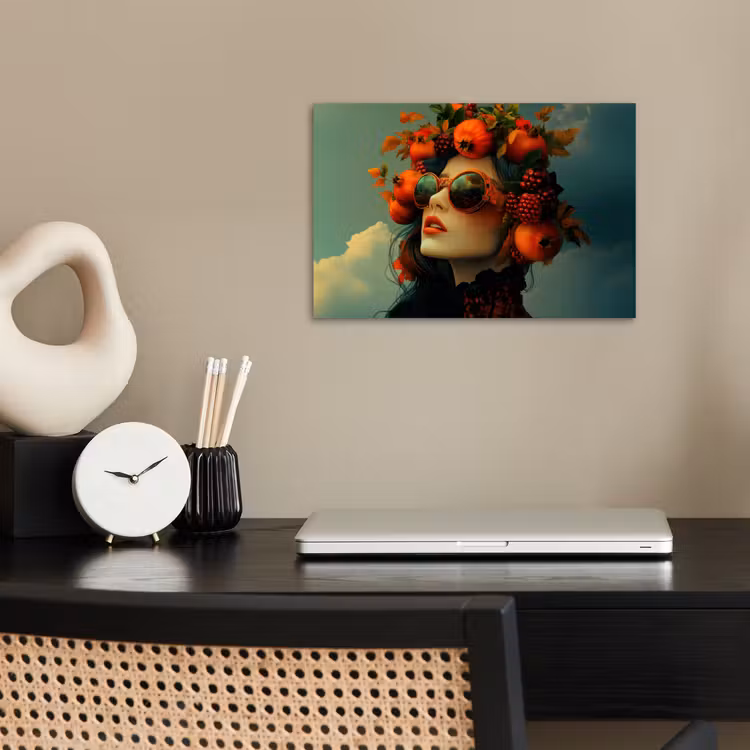 Poster - Vrouw - Granaatappel - Herfst - Zonnebril — 2