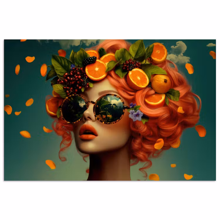 Poster - Vrouw - Sinaasappel - Bessen - Oranje — 1