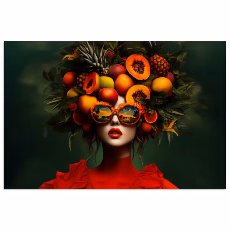 Poster - Vrouw - Vruchten - Papaja - Ananas — 1