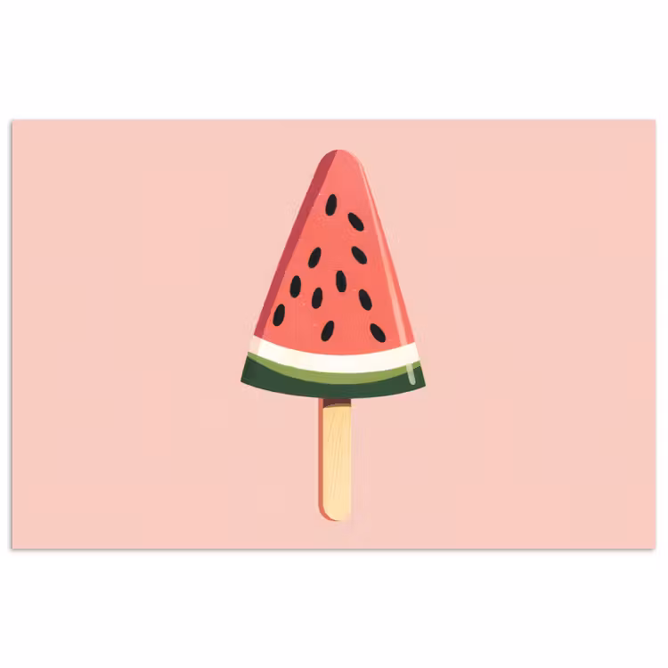 Poster - Watermeloen - Ijsje - Pitjes - Rood — 1