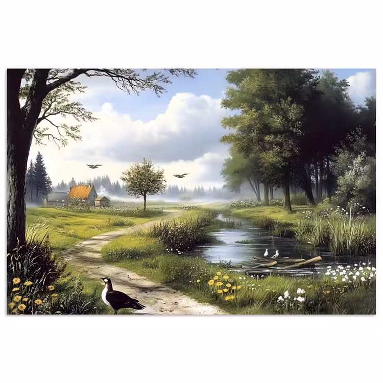 Poster - Zandpad - Groen landschap - Water — 1