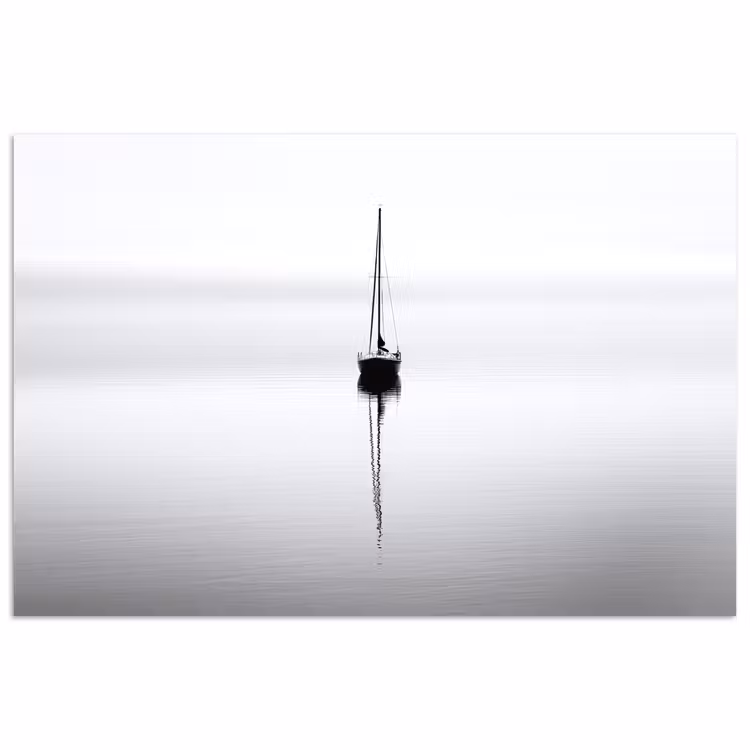 Poster - Zeilboot - Zwart - Water - Silhouet — 1