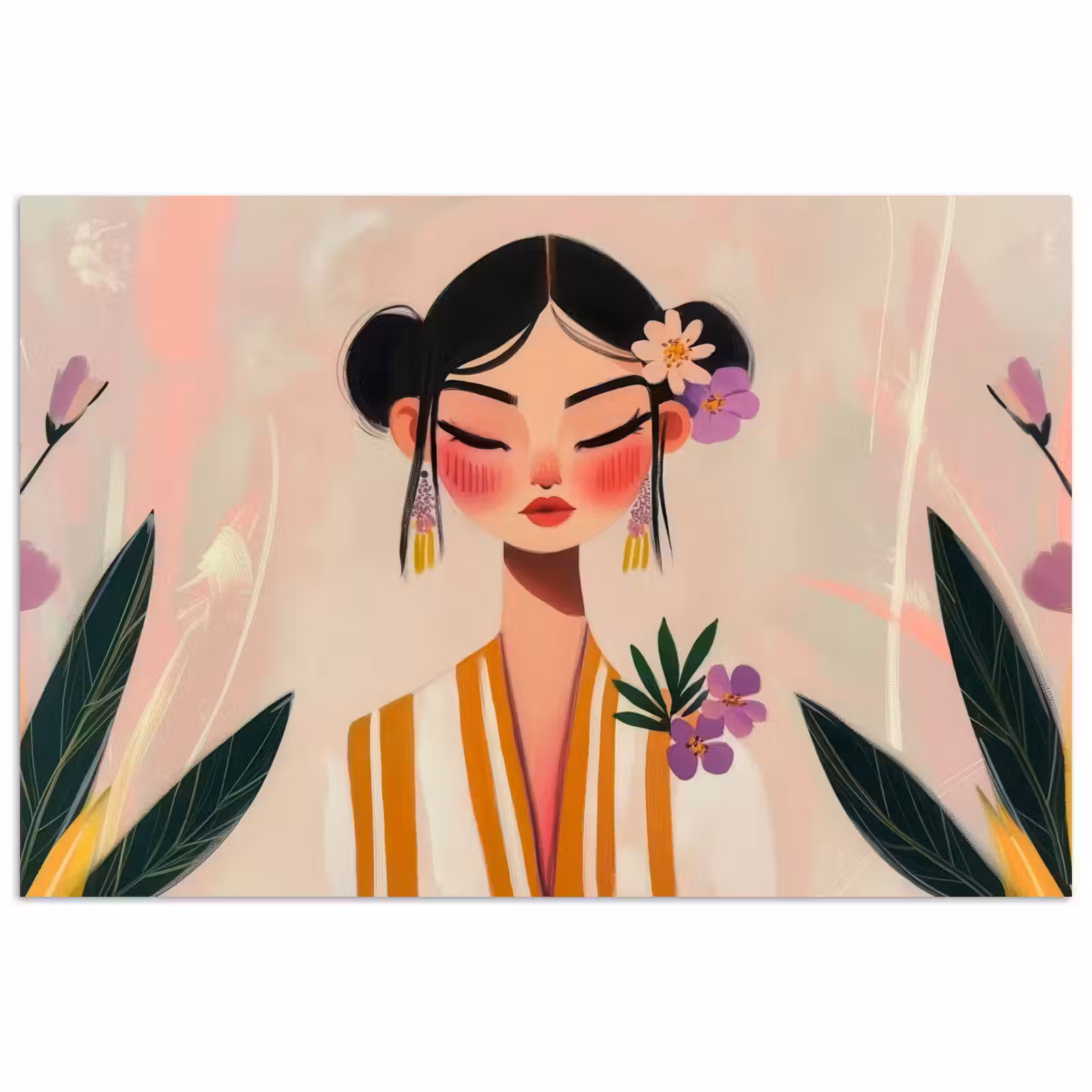 Poster - Vrouw - Bloemen - Pastel — 1