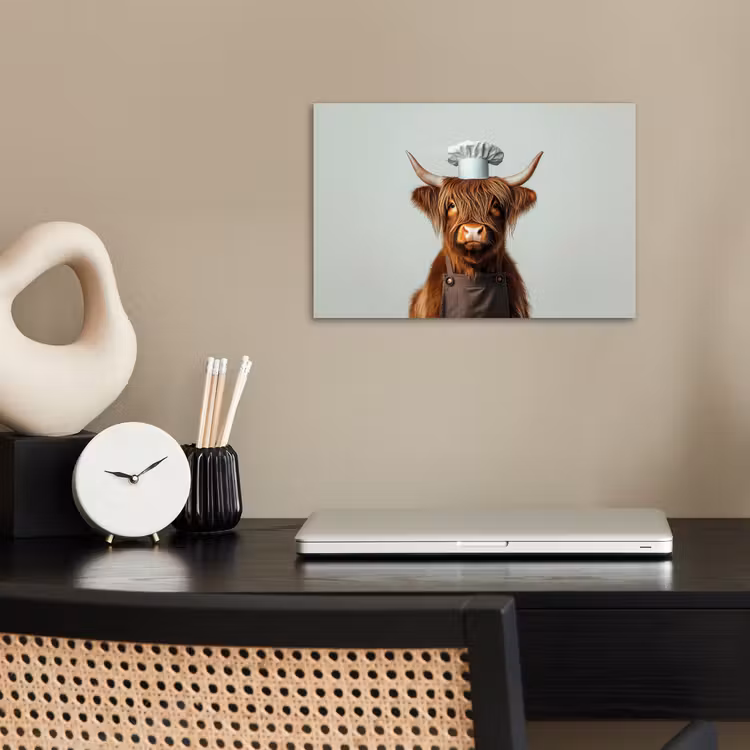 Poster - Schotse Hooglander - Bruin - Hoorns - Kokskleding — 2