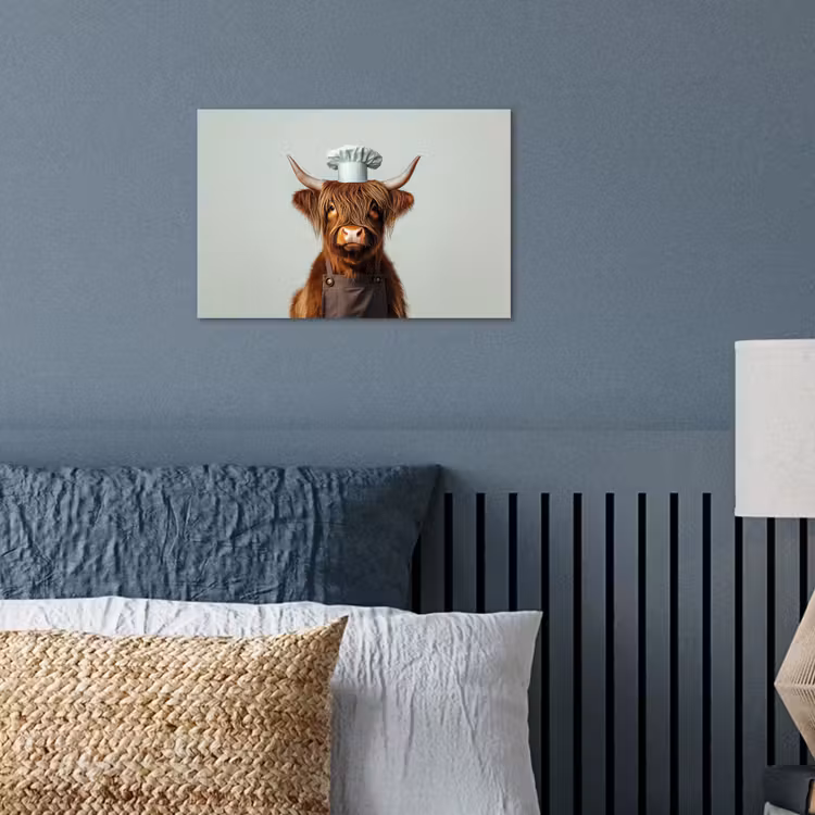 Poster - Schotse Hooglander - Bruin - Hoorns - Kokskleding — 3