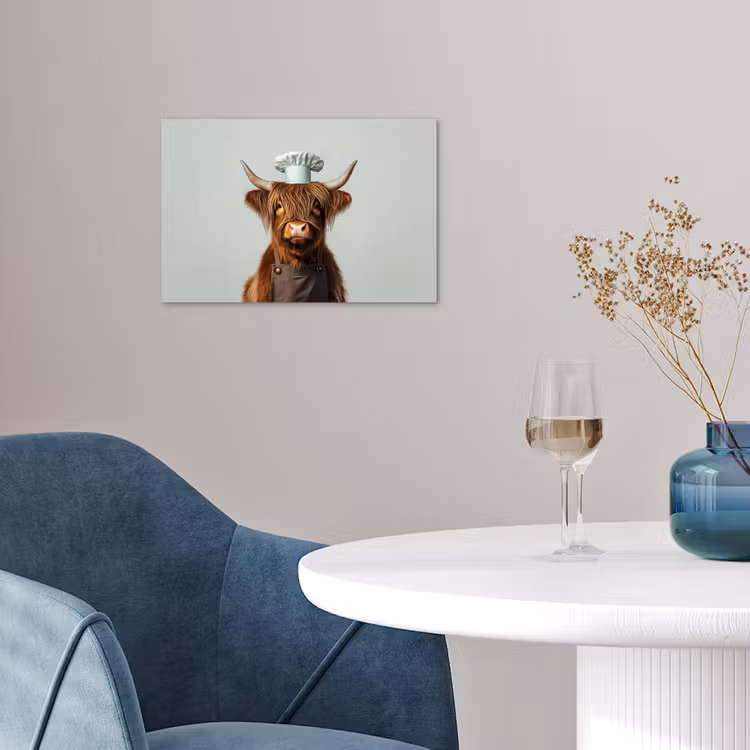Poster - Schotse Hooglander - Bruin - Hoorns - Kokskleding — 4