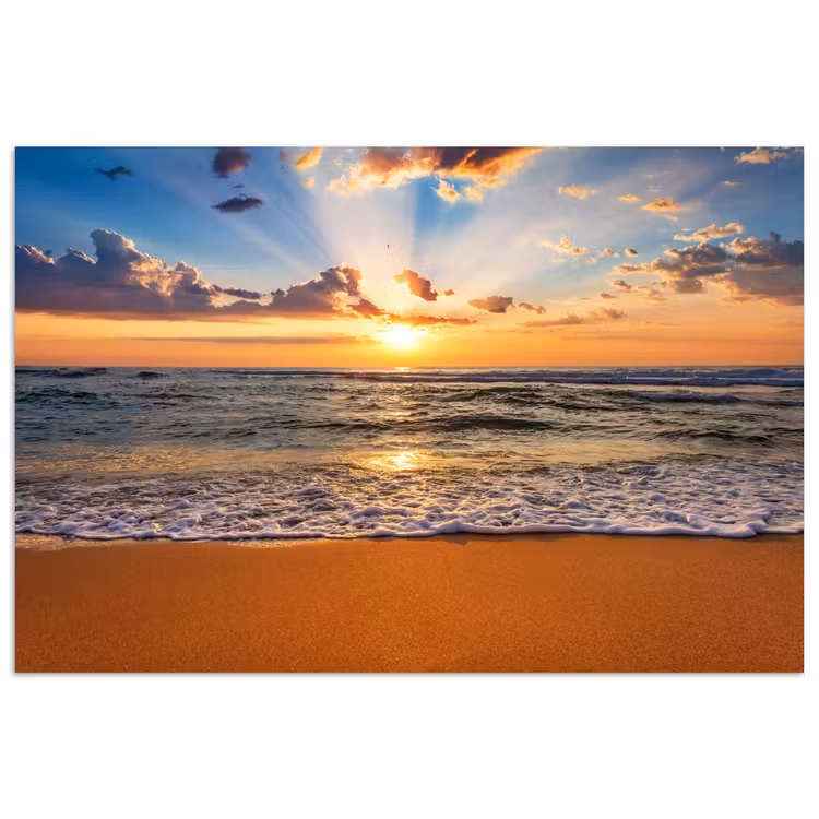 Poster - Strand - Zonsondergang - Zee - Wolken - Horizon — 1