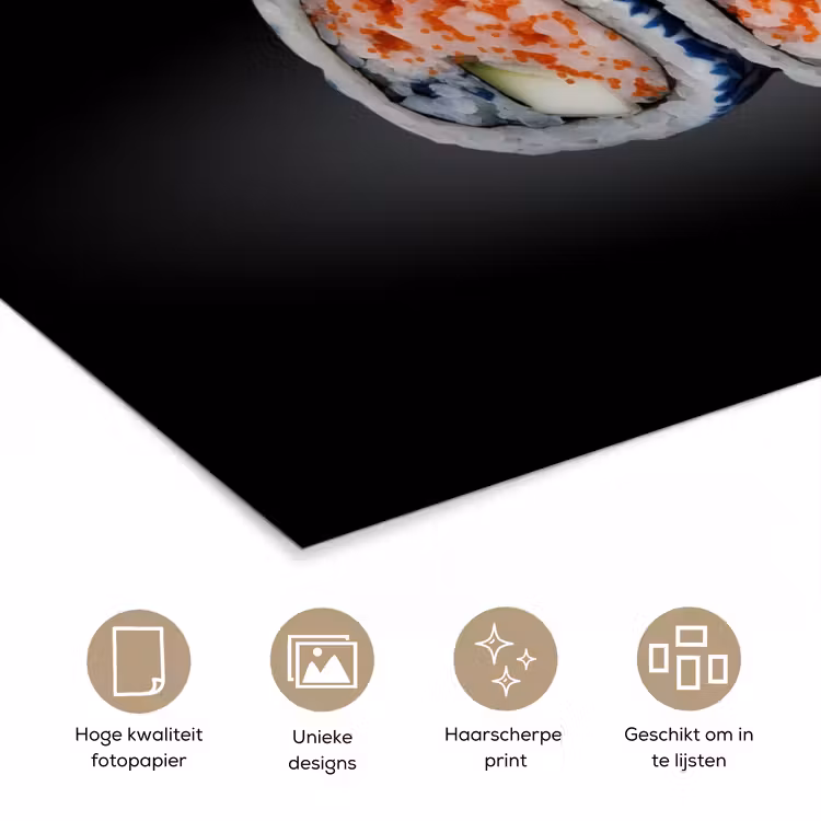 Poster - Sushi - Delfts blauw - Rijst - Vis - Elegant — 5