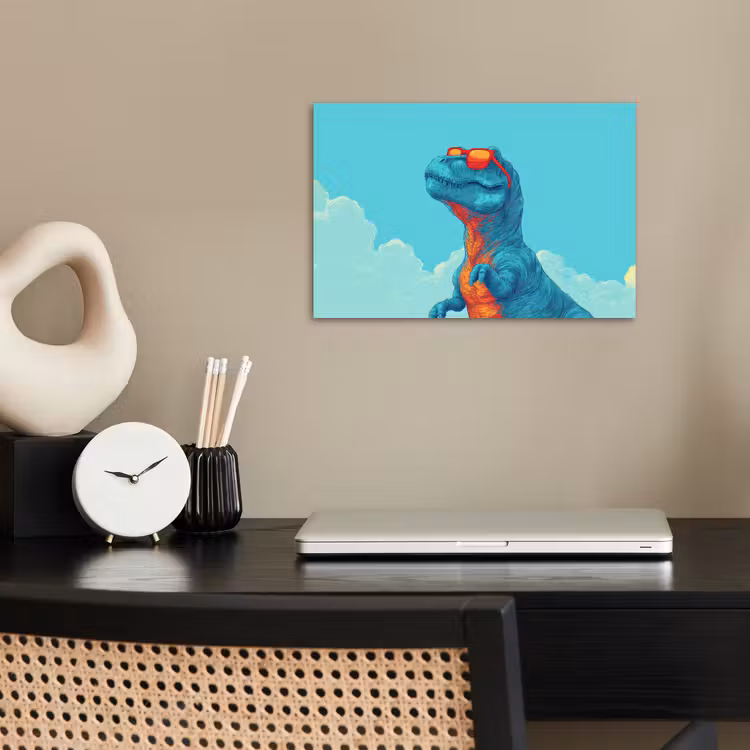 Poster - T-Rex - Blauw - Wolken - Zonnebril — 2