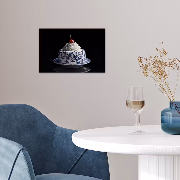 Poster - Taart - Slagroom - Kers - Bord - Delfts blauw — 4