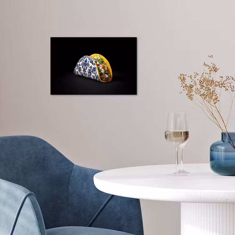 Poster - Taco - Vlees - Salade - Delftsblauw - Motief — 4