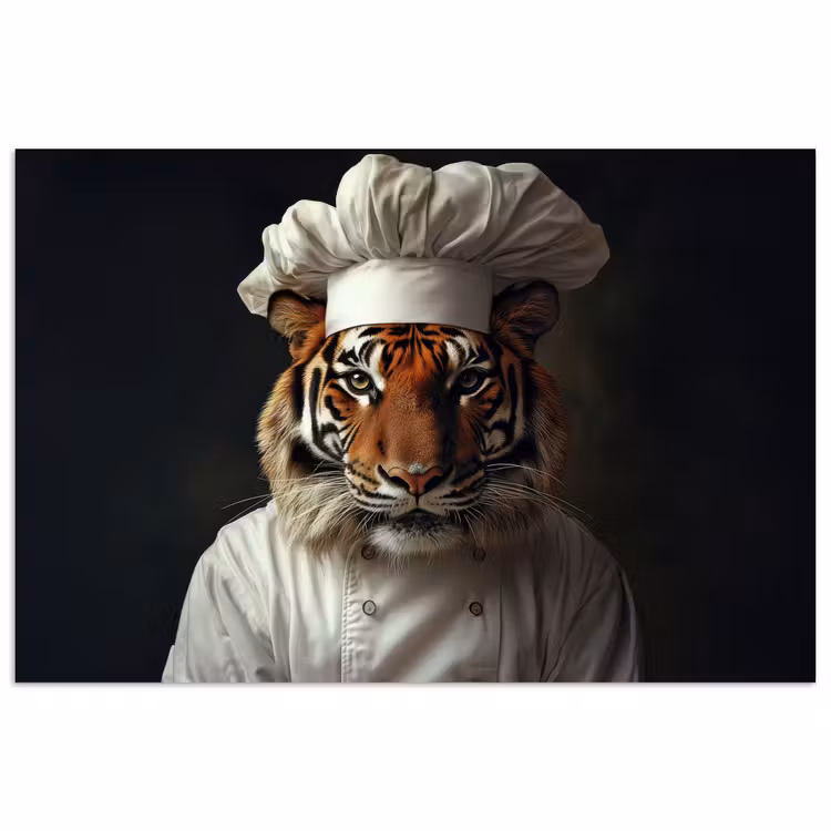 Poster - Tijger - Kokskleding - Bruin — 1
