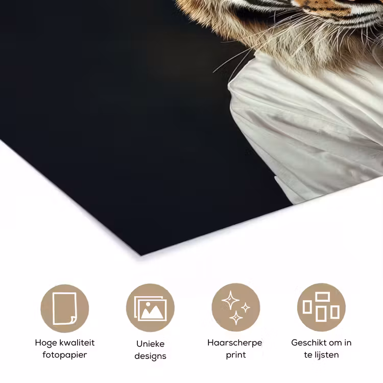 Poster - Tijger - Kokskleding - Bruin — 5