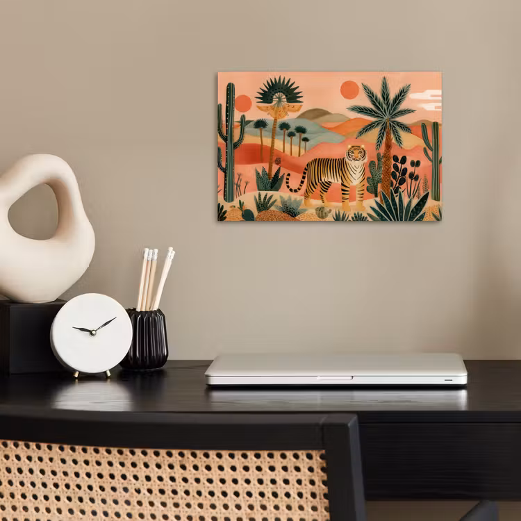 Poster - Tijger - Palmen - Cactus - Oranje — 2