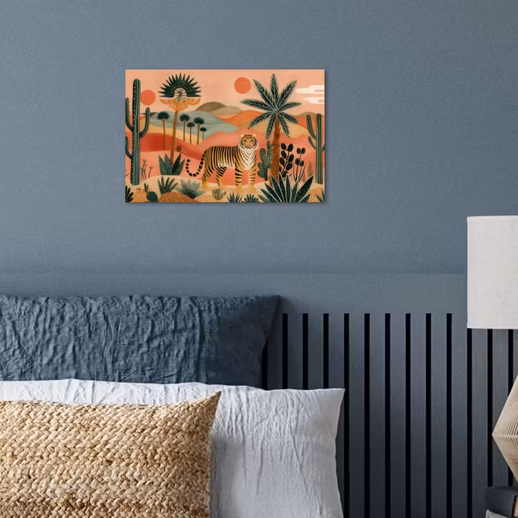 Poster - Tijger - Palmen - Cactus - Oranje — 3