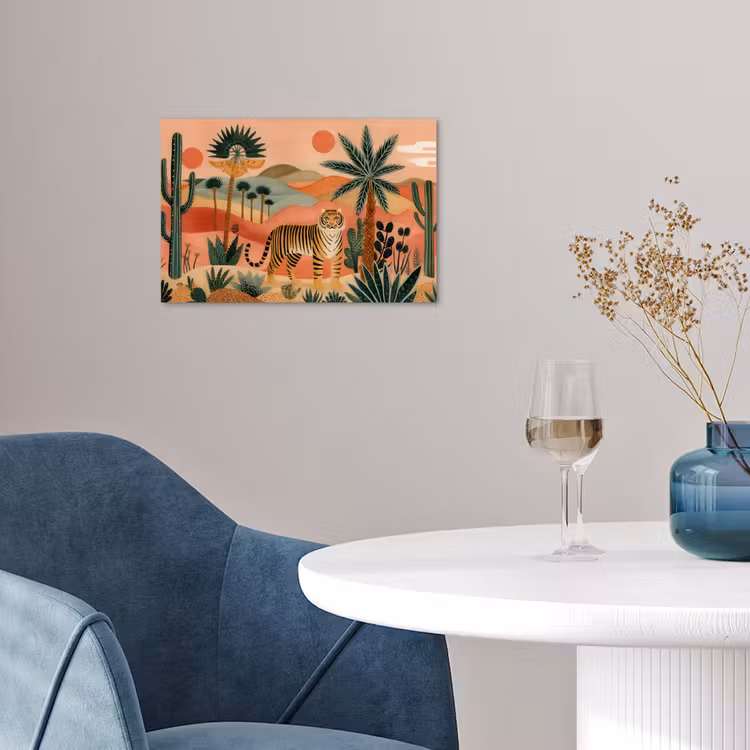 Poster - Tijger - Palmen - Cactus - Oranje — 4