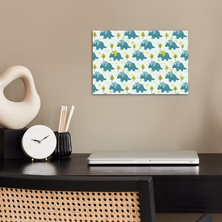 Poster - Triceratop - Blauw - Stippen - Boompjes — 2