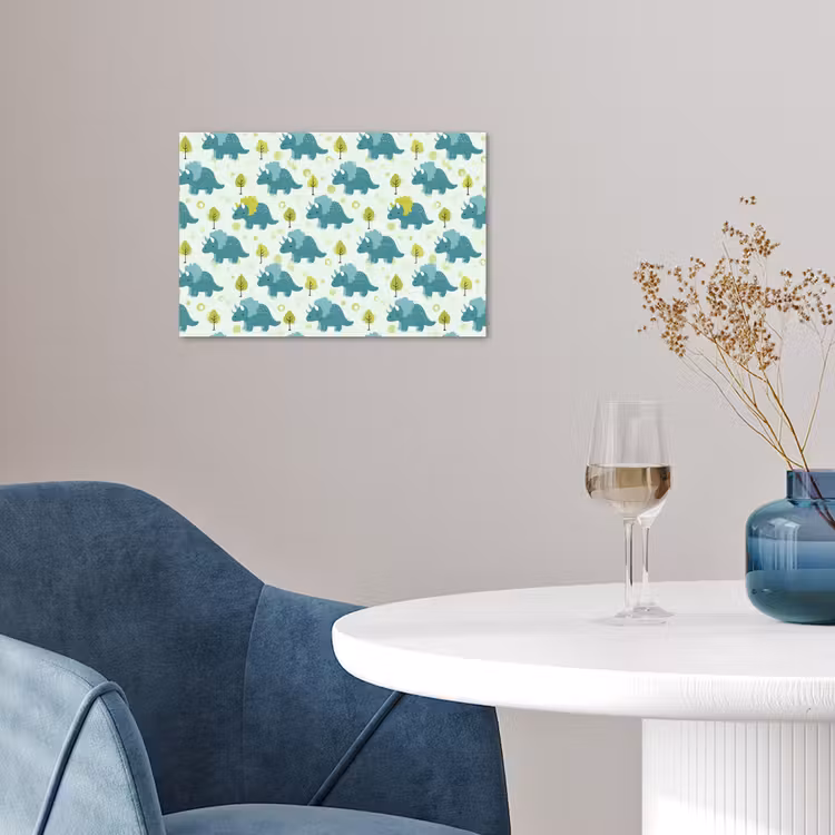 Poster - Triceratop - Blauw - Stippen - Boompjes — 4