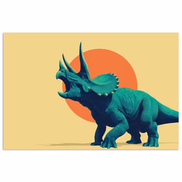 Poster - Triceratops - Cirkel - Oranje - Hoorns — 1