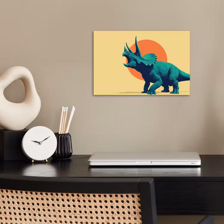 Poster - Triceratops - Cirkel - Oranje - Hoorns — 2