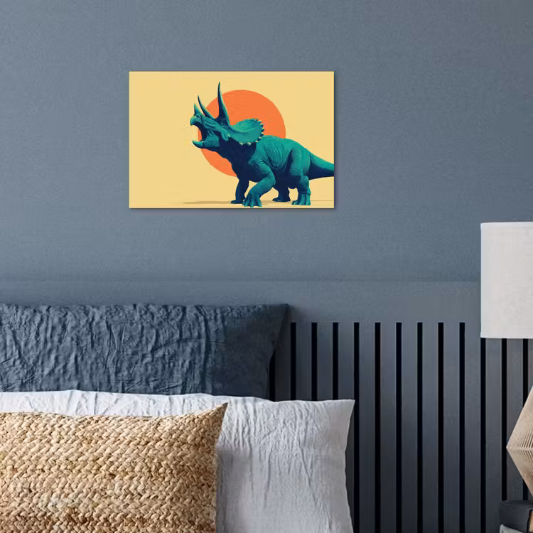 Poster - Triceratops - Cirkel - Oranje - Hoorns — 3