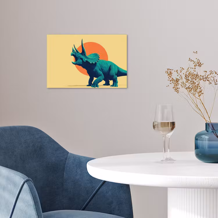 Poster - Triceratops - Cirkel - Oranje - Hoorns — 4
