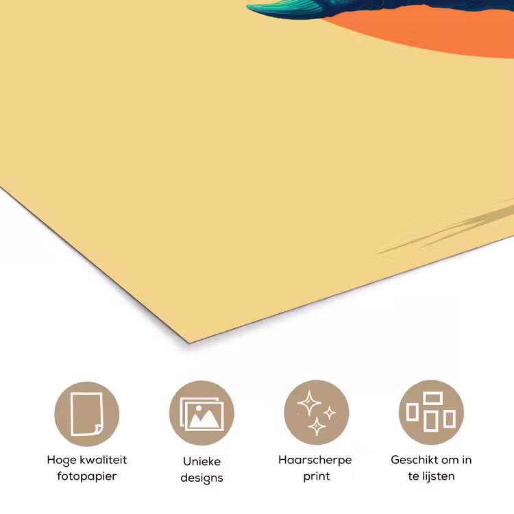 Poster - Triceratops - Cirkel - Oranje - Hoorns — 5