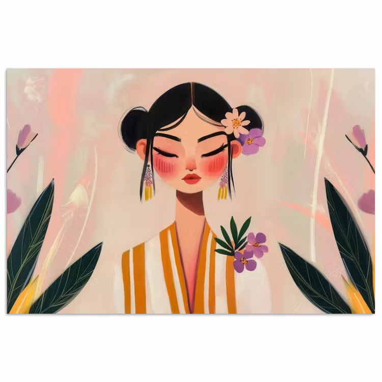 Poster - Vrouw - Bloemen - Pastel — 1