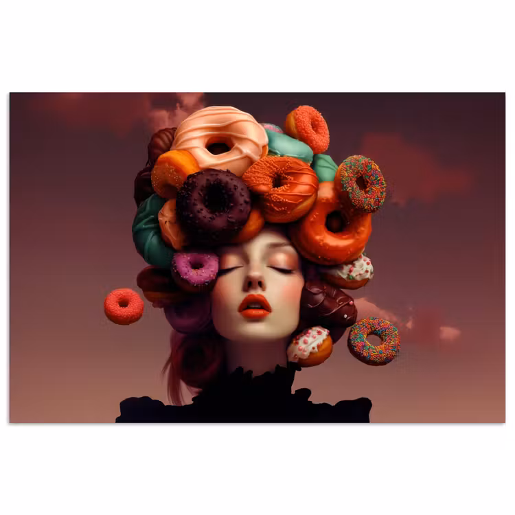 Poster - Vrouw - Donuts - Kleurrijk — 1
