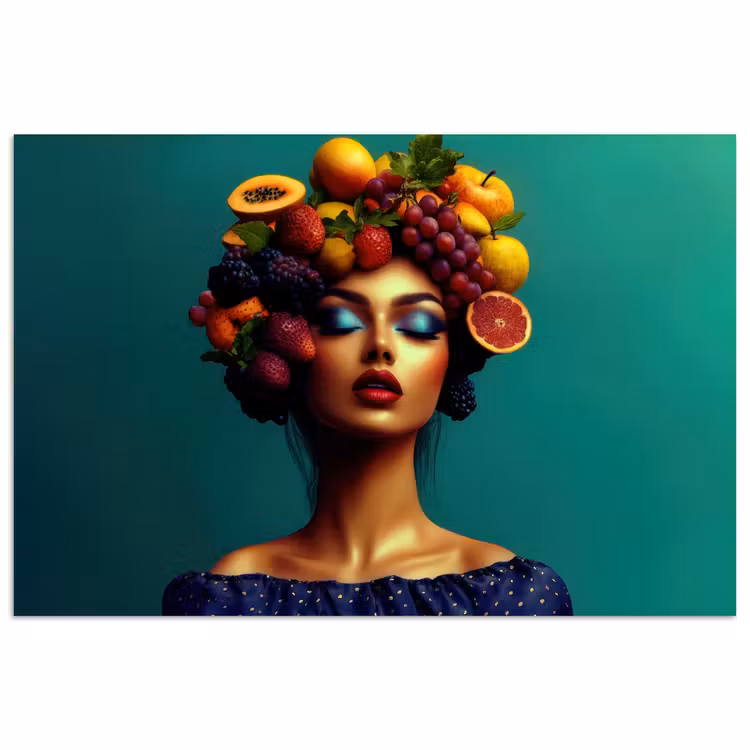 Poster - Vrouw - Hoodtooi - Tropisch - Fruit - Druiven — 1
