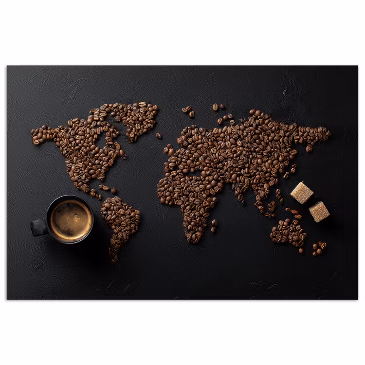 Poster - Wereldkaart - Espresso - Zwart — 1