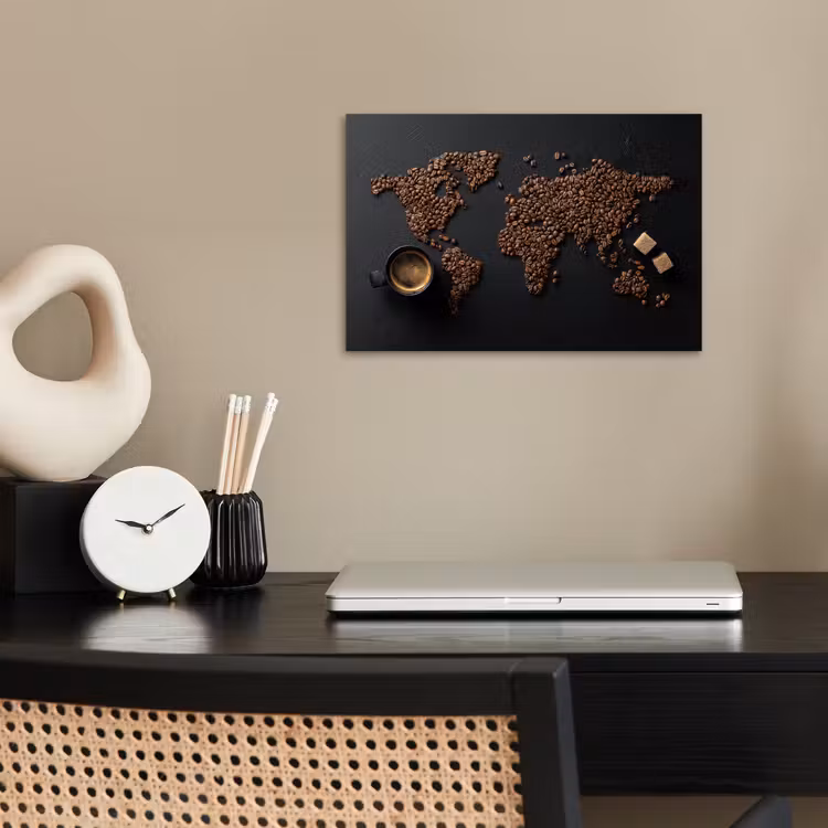 Poster - Wereldkaart - Espresso - Zwart — 2