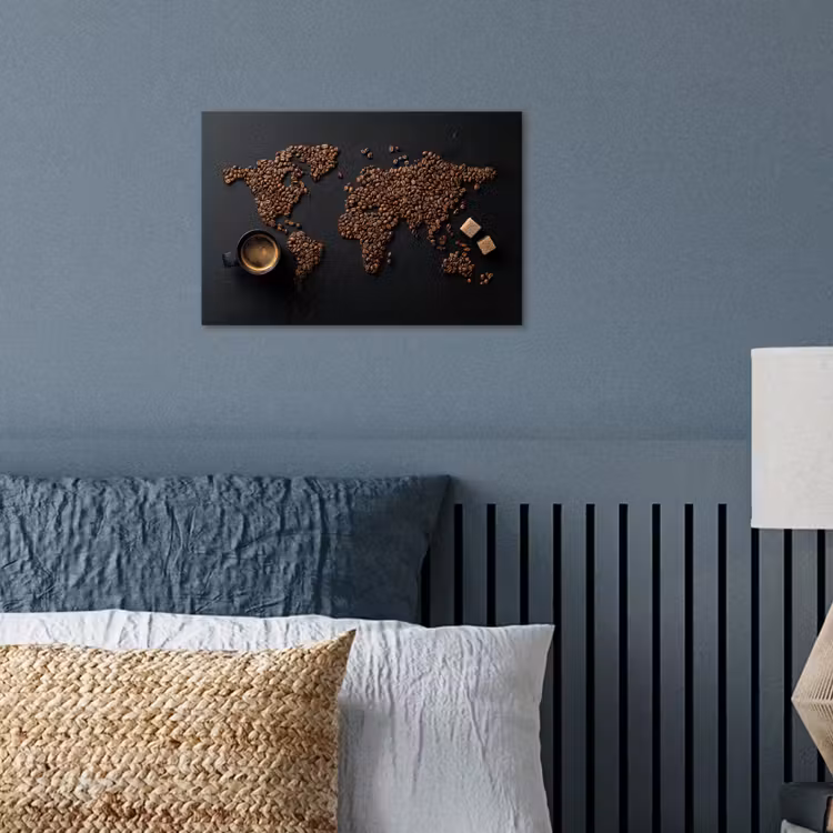 Poster - Wereldkaart - Espresso - Zwart — 3