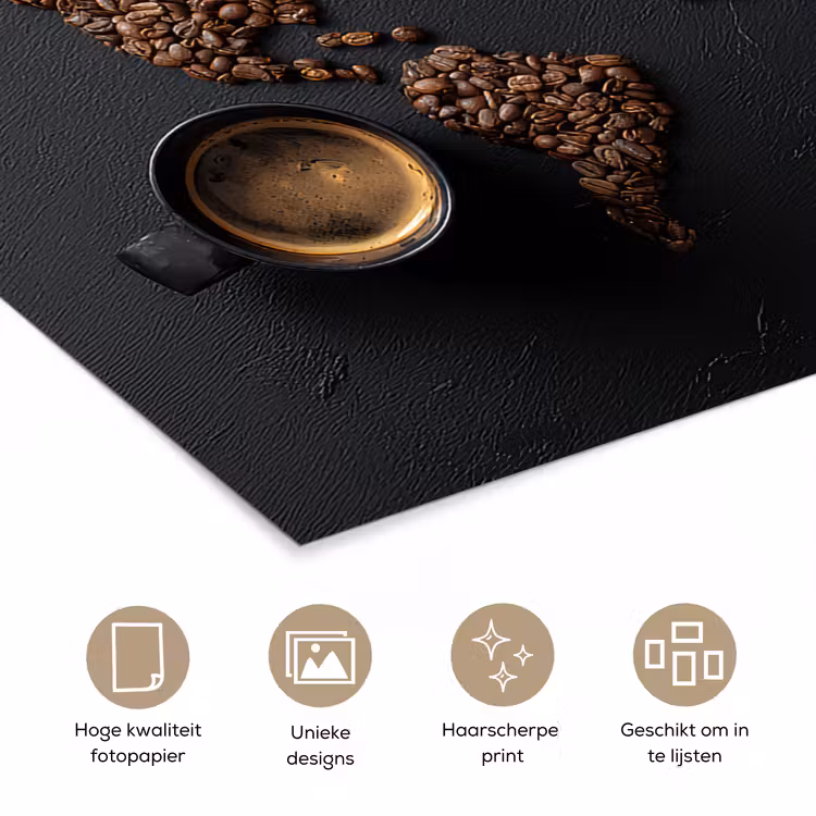 Poster - Wereldkaart - Espresso - Zwart — 5