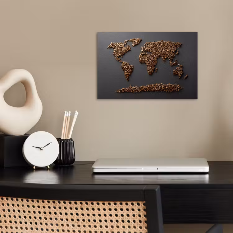 Poster - Wereldkaart - Koffie - Grijs — 2