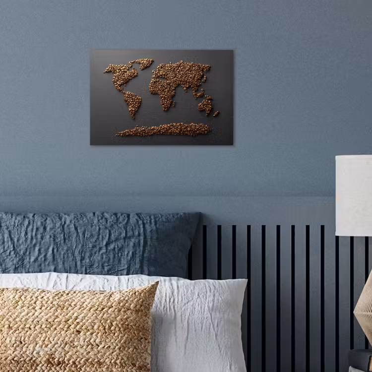 Poster - Wereldkaart - Koffie - Grijs — 3