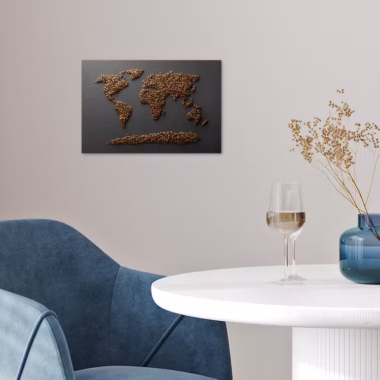 Poster - Wereldkaart - Koffie - Grijs — 4