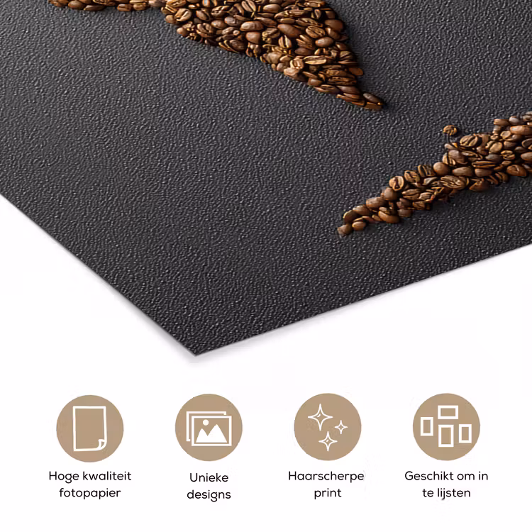 Poster - Wereldkaart - Koffie - Grijs — 5