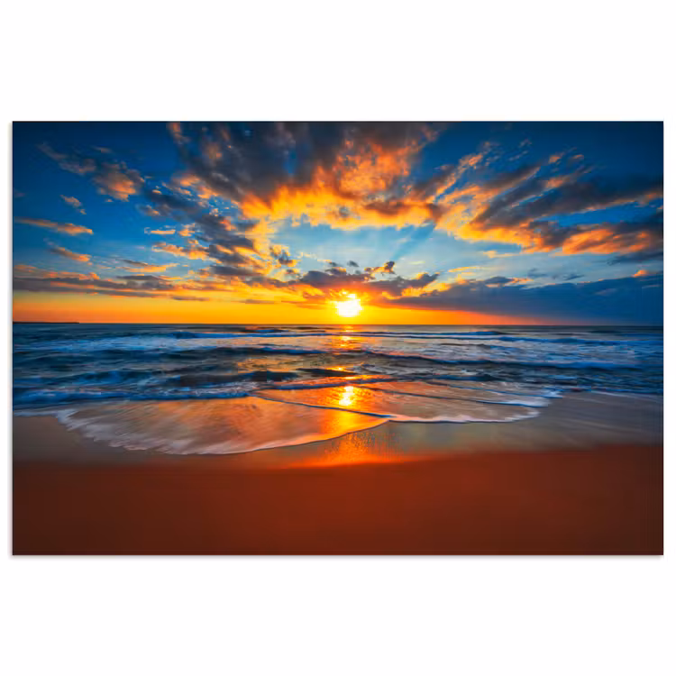 Poster - Zee - Zonsondergang - Strand - Wolken - Oranje — 1