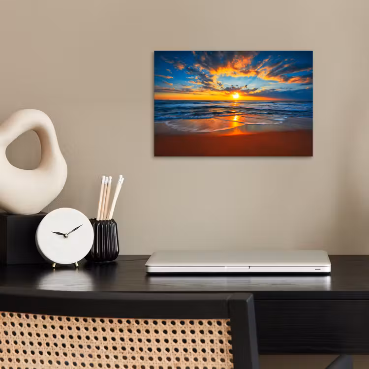 Poster - Zee - Zonsondergang - Strand - Wolken - Oranje — 2