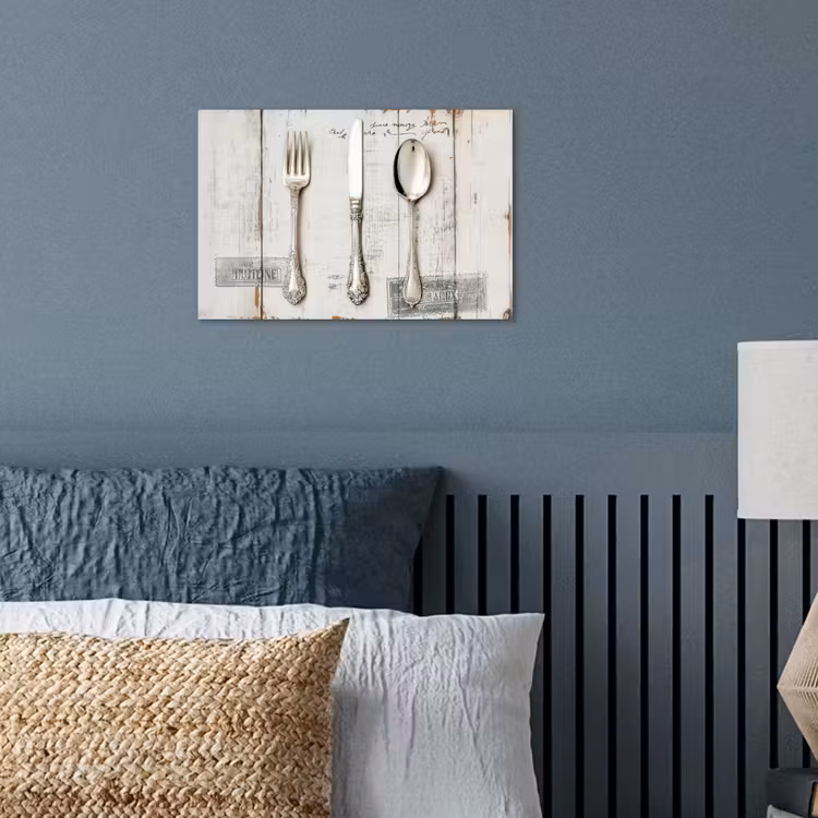 Poster - Zilver - Bestek - Hout — 3