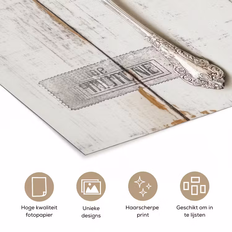 Poster - Zilver - Bestek - Hout — 5