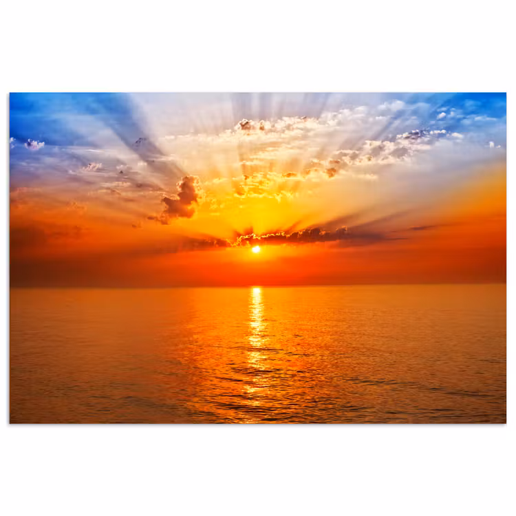 Poster - Zonsondergang - Zee - Lucht - Oranje - Horizon - Water — 1