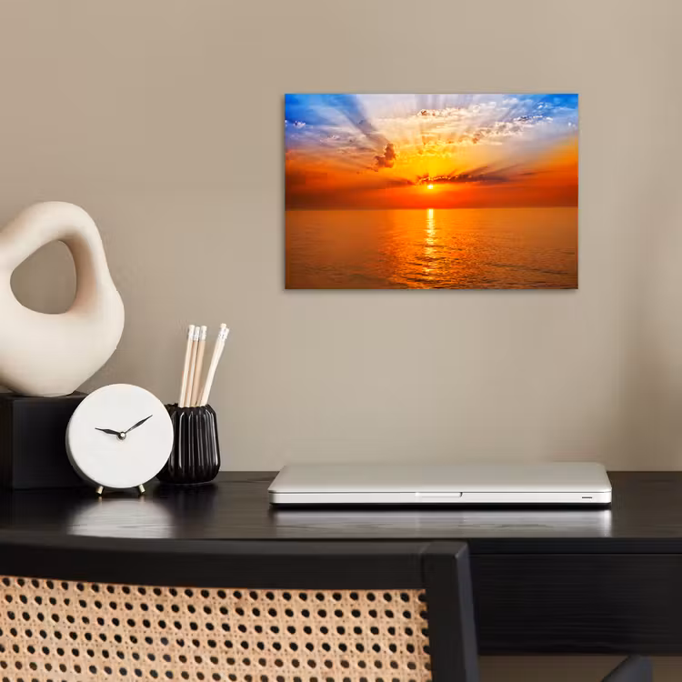 Poster - Zonsondergang - Zee - Lucht - Oranje - Horizon - Water — 2