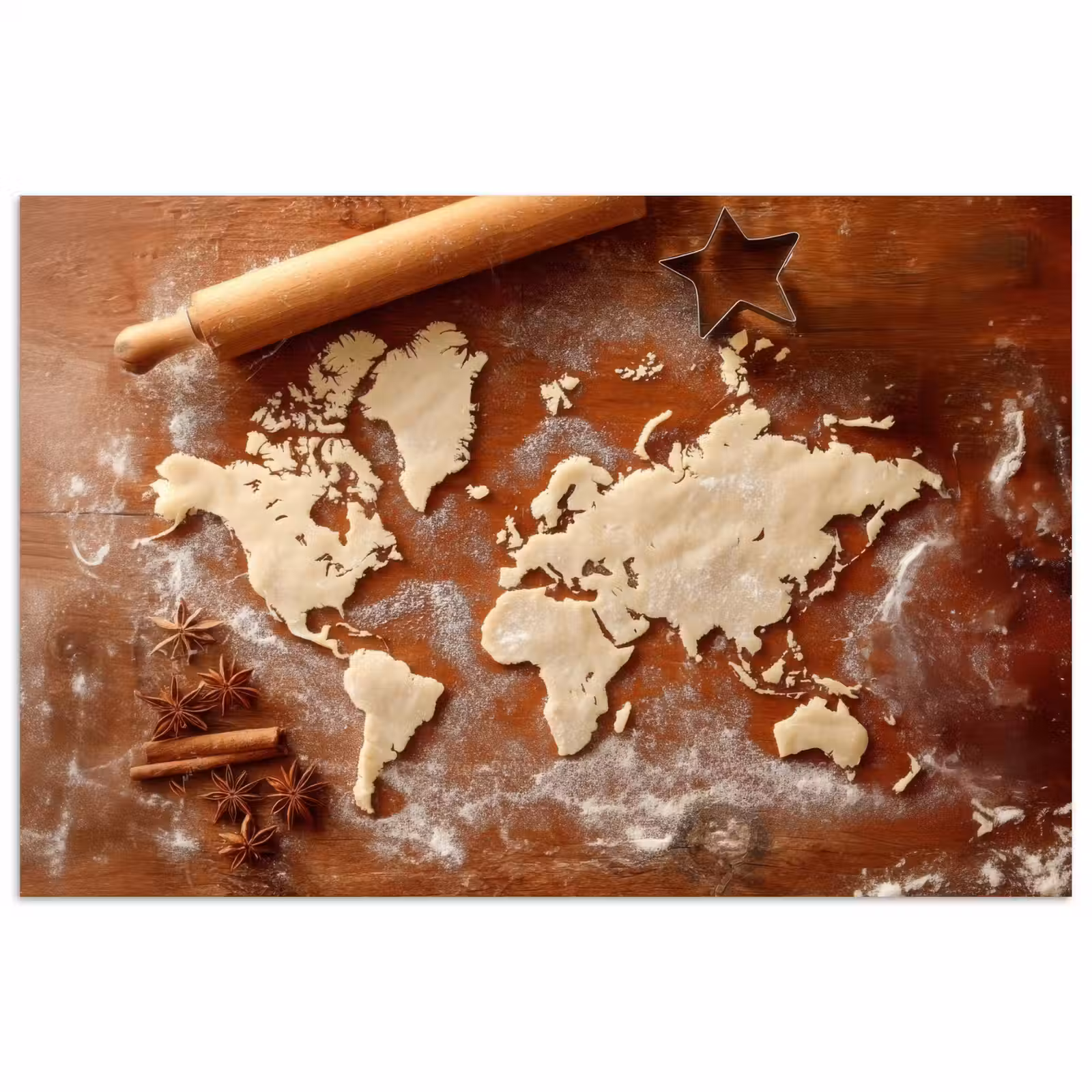 Poster - Wereldkaart - Koekjesdeeg - Warme baksfeer — 1