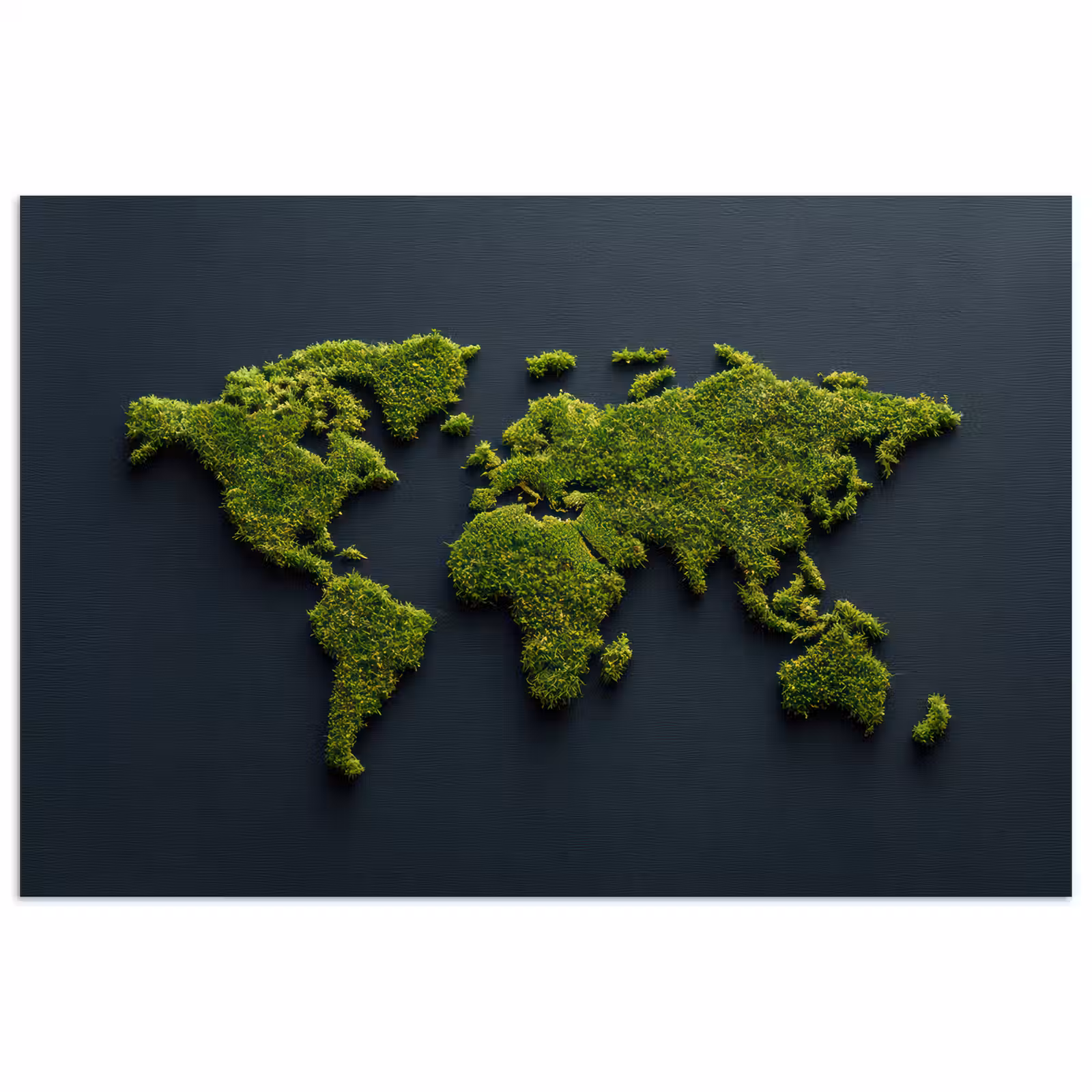 Poster - Wereldkaart - Mos -Levendig effect — 1