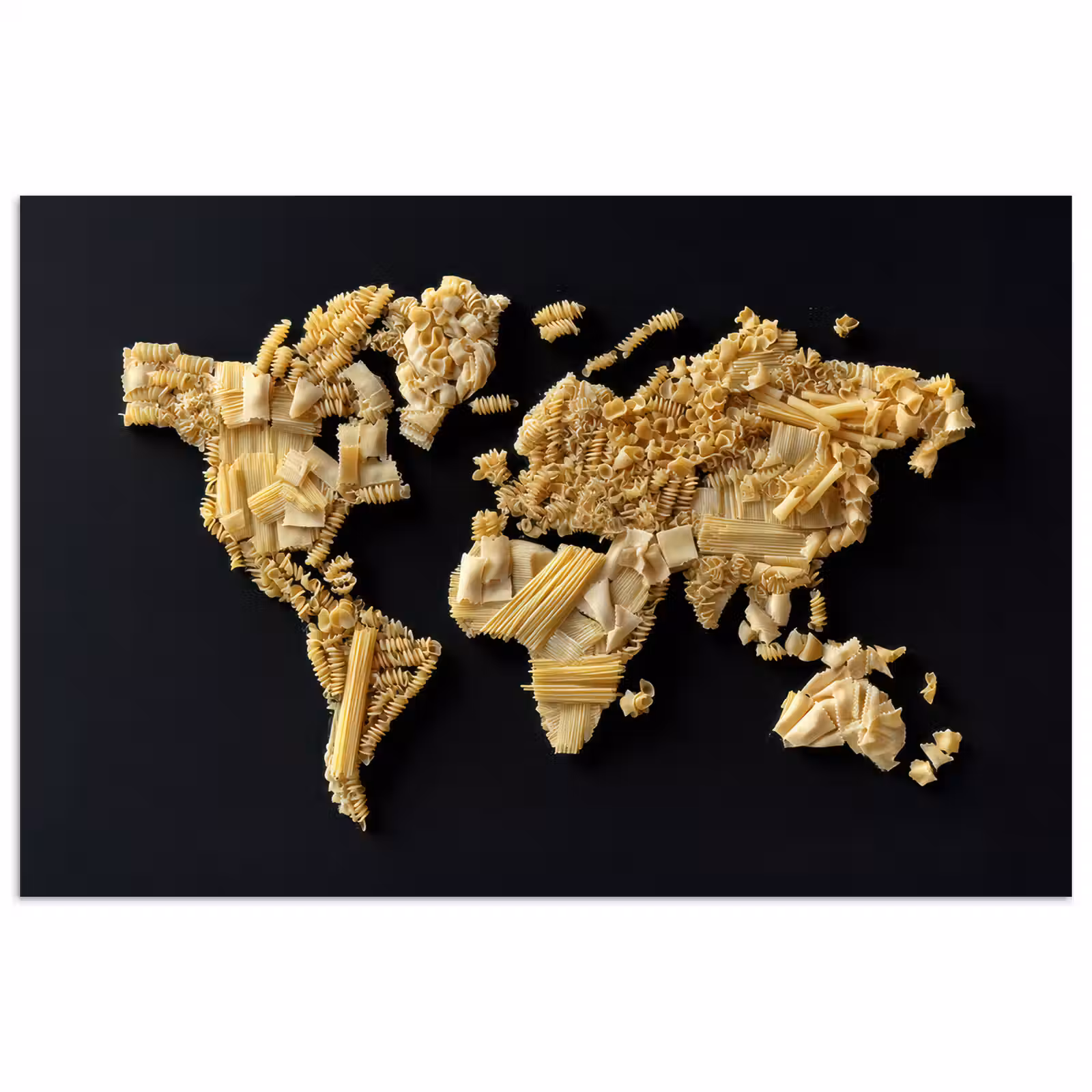 Poster - Wereldkaart - Pasta - Zwart — 1