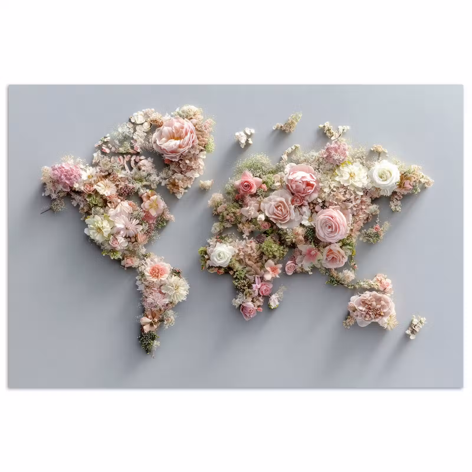 Poster - Wereldkaart - Rozen - Roze — 1